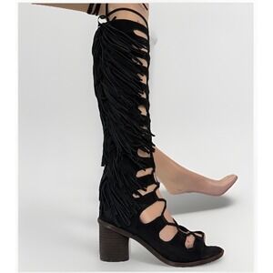 Jeffrey Campbell Knee High Gladiator Sandals Festival Coachella Black Size ten